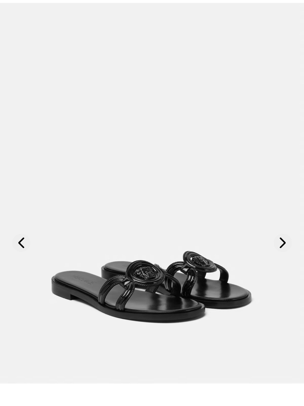 Versace Black Patent Medusa Slide Sandals